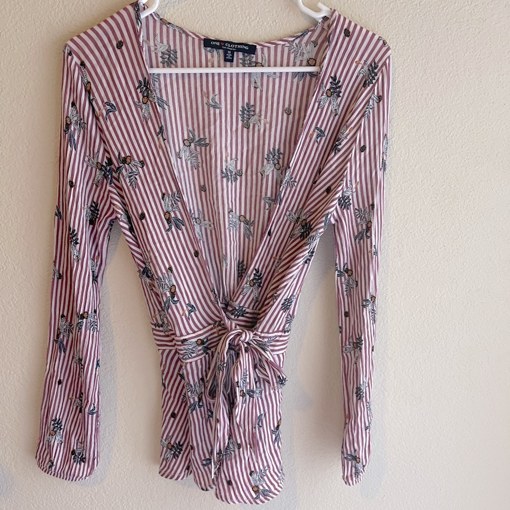 Women’s  floral wrap & tie blouse.